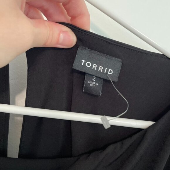 TORRID 2 Plus Size Mini Studio Knit Ruched Dress Black Blouson Sheath Sexy Party - Picture 5 of 15